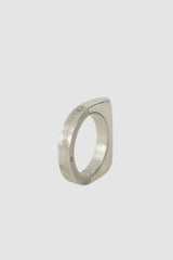 Parts of Four – Dirty Sterling Polished Silver Oval Sistema Ring 4 mm - standing back right view