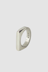 Parts of Four – Dirty Sterling Polished Silver Oval Sistema Ring 4 mm - standing left view