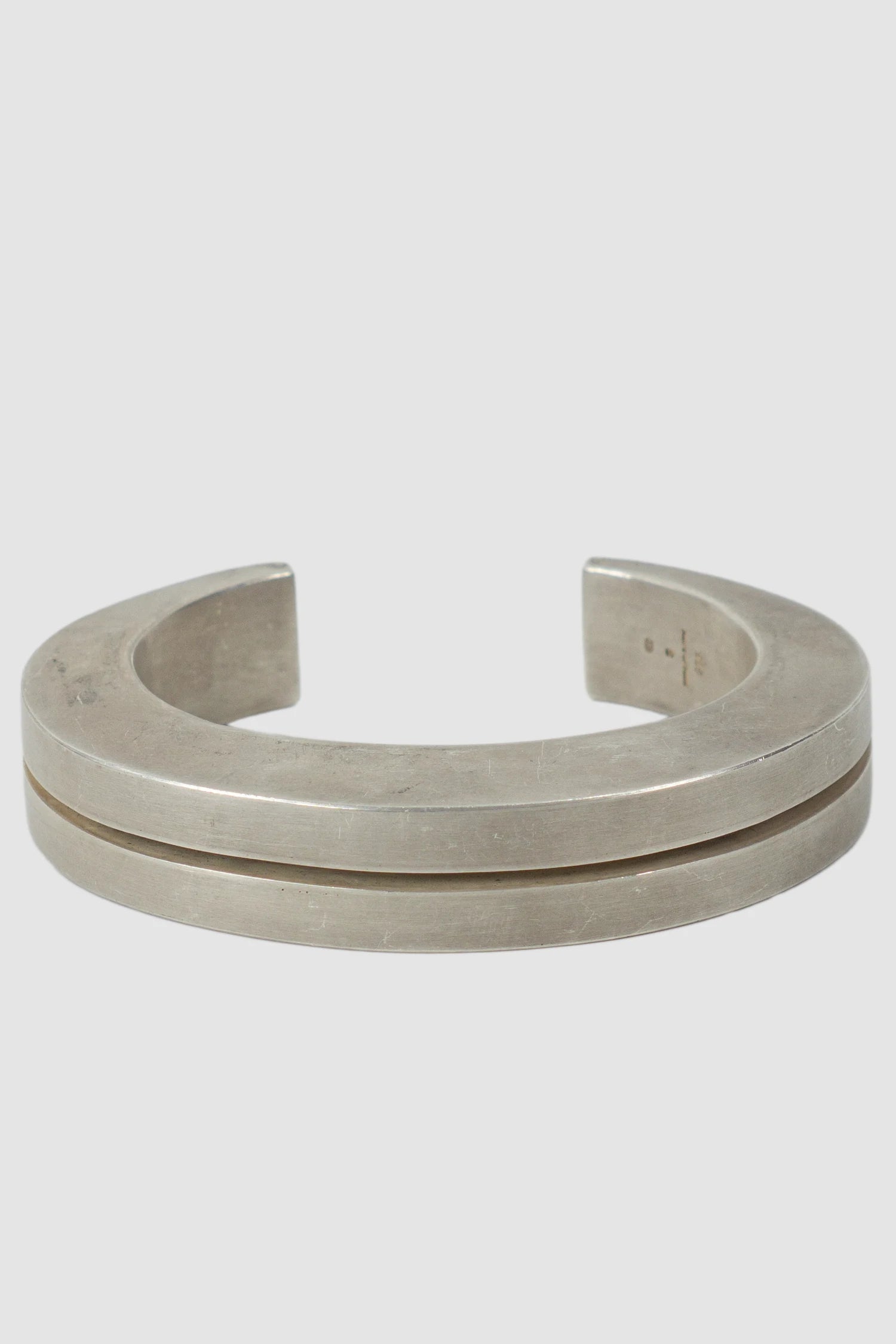 Parts of Four - Dirty Sterling Silver Crescent Crevice Bracelet v2 15 mm - flat view