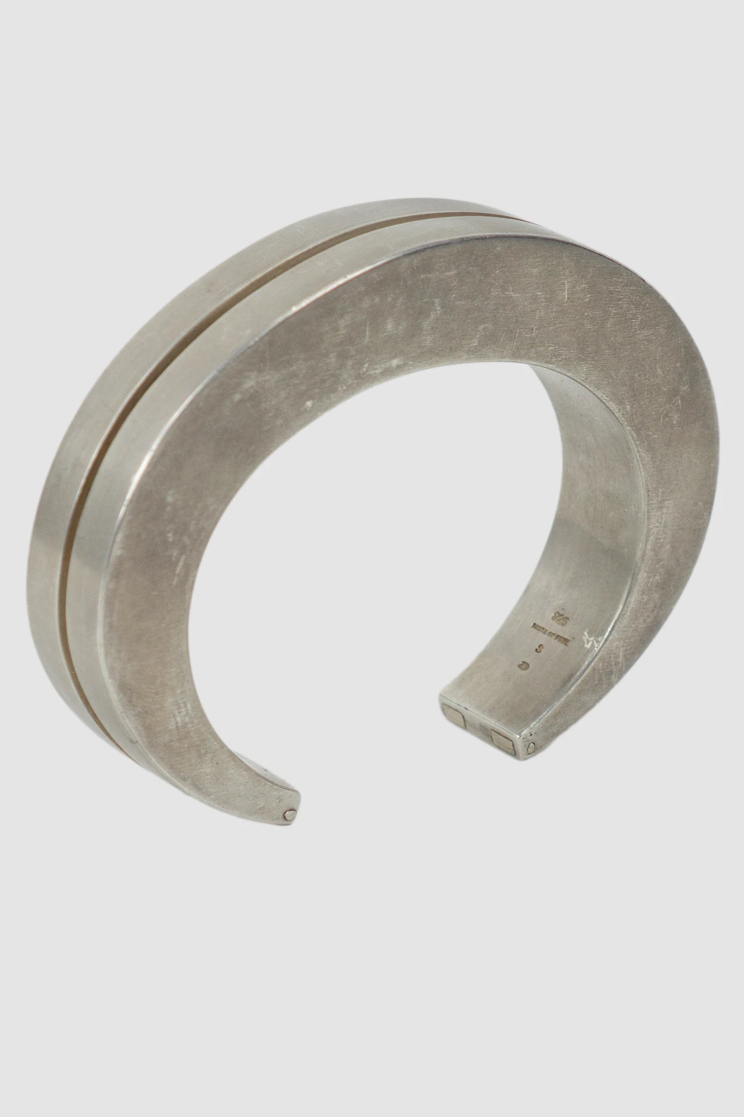 Parts of Four - Dirty Sterling Silver Crescent Crevice Bracelet v2 15 mm - front left view