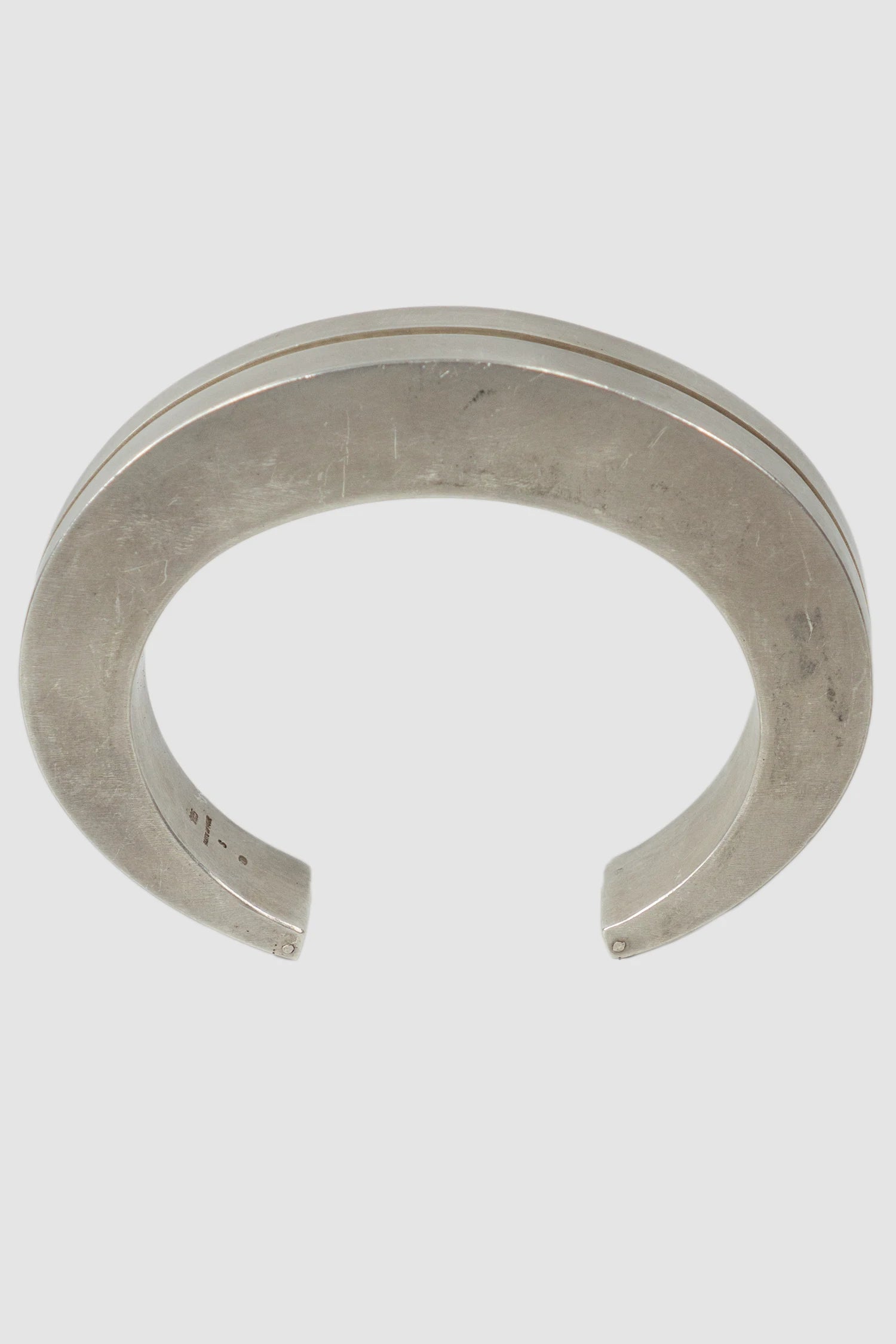 Parts of Four - Dirty Sterling Silver Crescent Crevice Bracelet v2 15 mm - front view