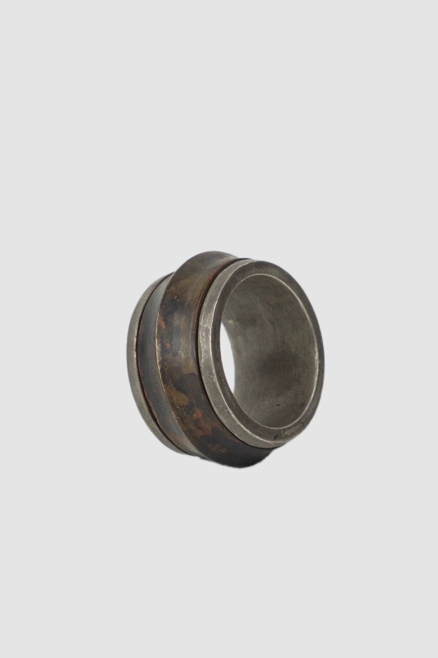 Parts of Four – Dirty Sterling Silver Dirty Brass Rotator Ring 17 mm - standing left view