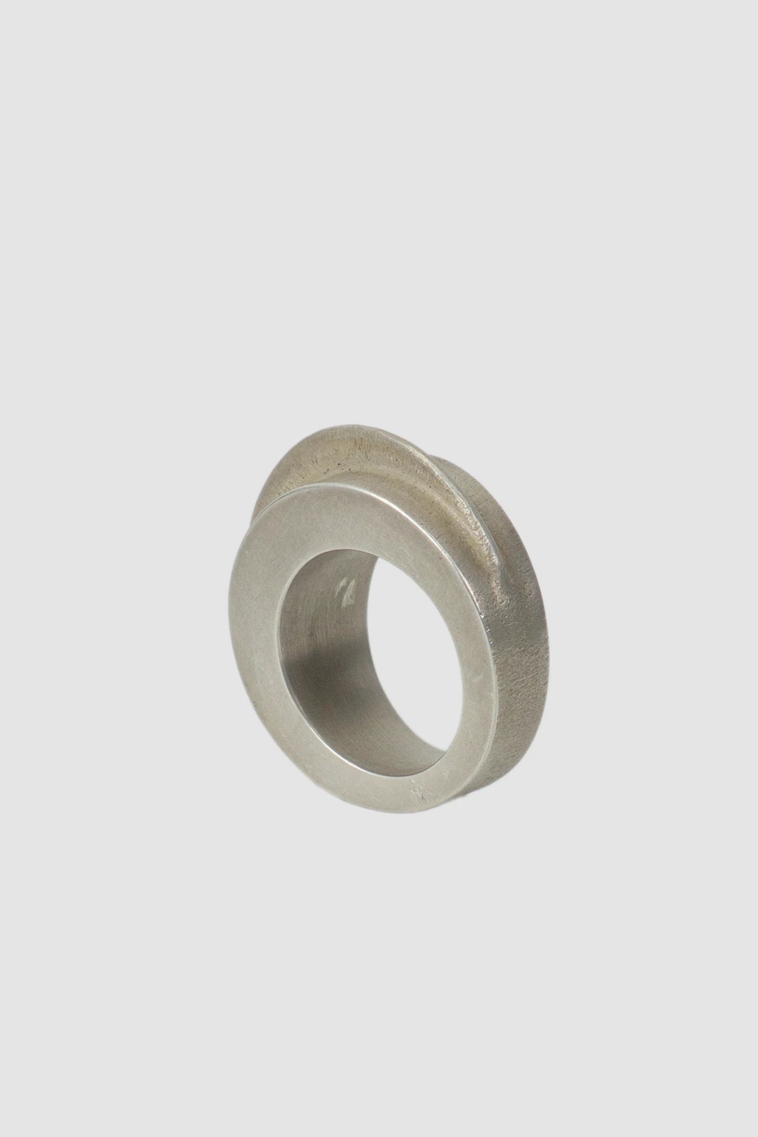 Parts of Four – Dirty Sterling Silver Foldform Crescent Ring 13 mm - standing back left view