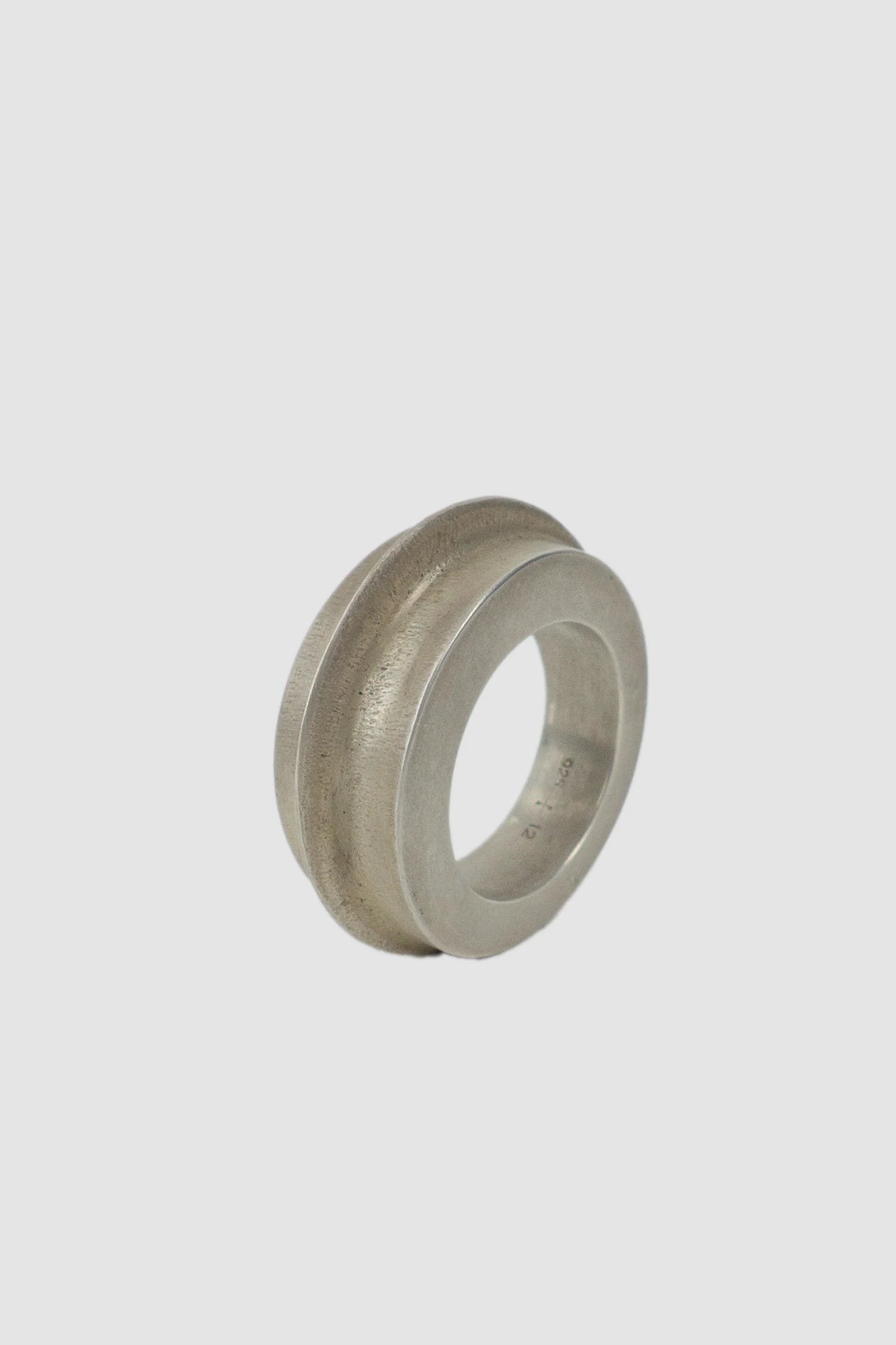 Parts of Four – Dirty Sterling Silver Foldform Crescent Ring 13 mm - standing left view