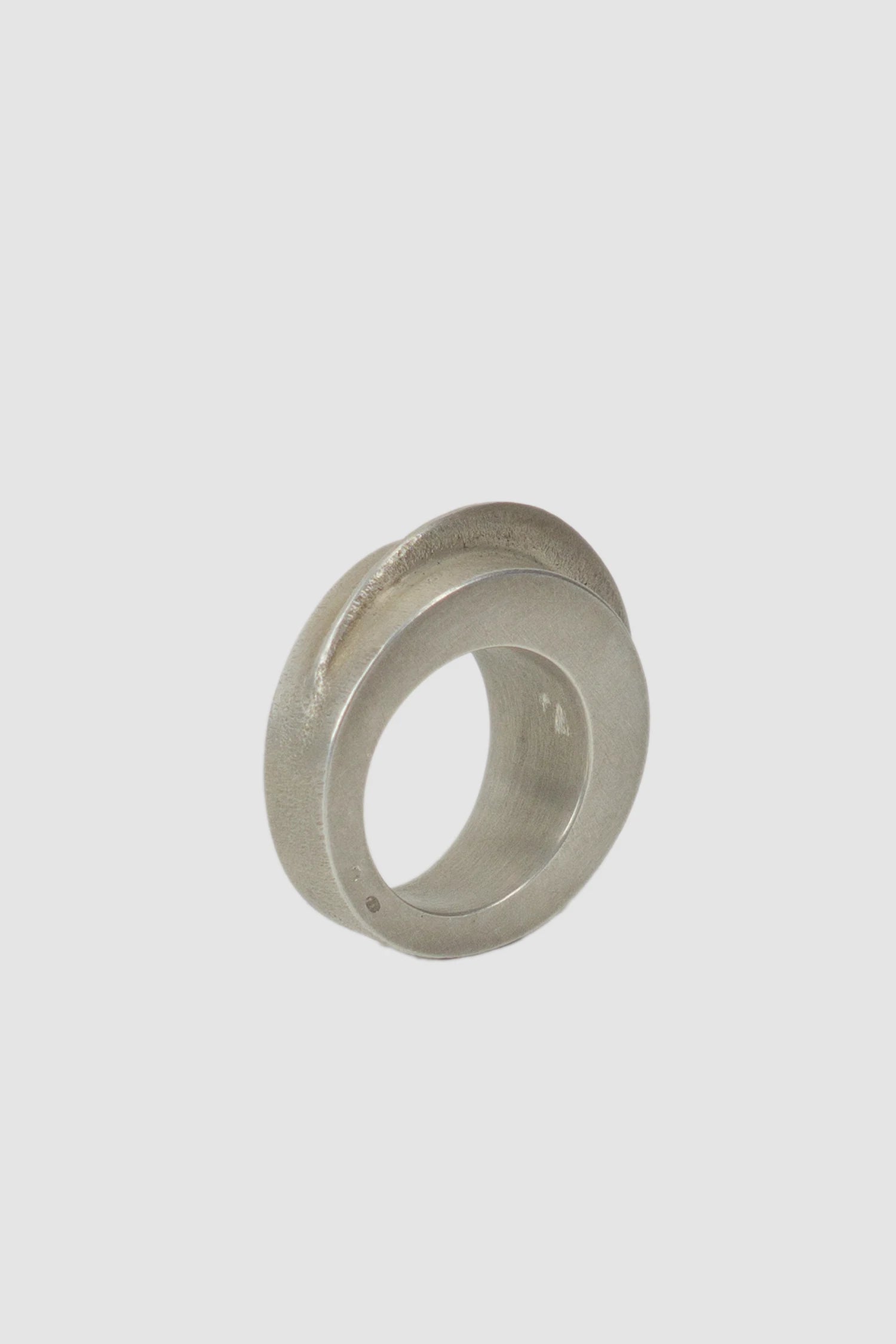 Parts of Four – Dirty Sterling Silver Foldform Crescent Ring 13 mm - standing back right view