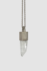 Parts of Four - Dirty Sterling Silver Lemurian Quartz Talisman Necklace - detail view - MONO-KROM Gallery