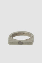 Parts of Four – Dirty Sterling Silver Rough Diamond Slab Sistema Ring 4 mm - flat view - MONO-KROM Gallery