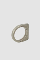 Parts of Four – Dirty Sterling Silver Rough Diamond Slab Sistema Ring 4 mm - standing back right view