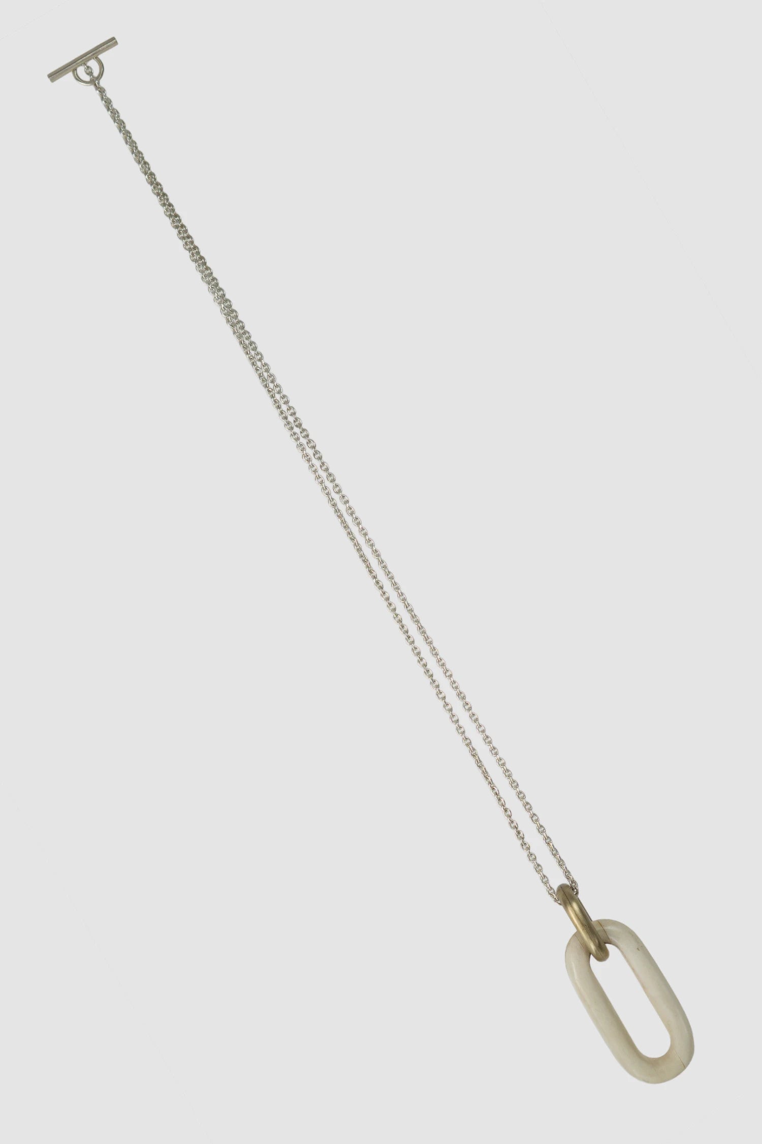 Parts of Four - Matte Bone Sterling Silver Link Charm Necklace - diagonal view