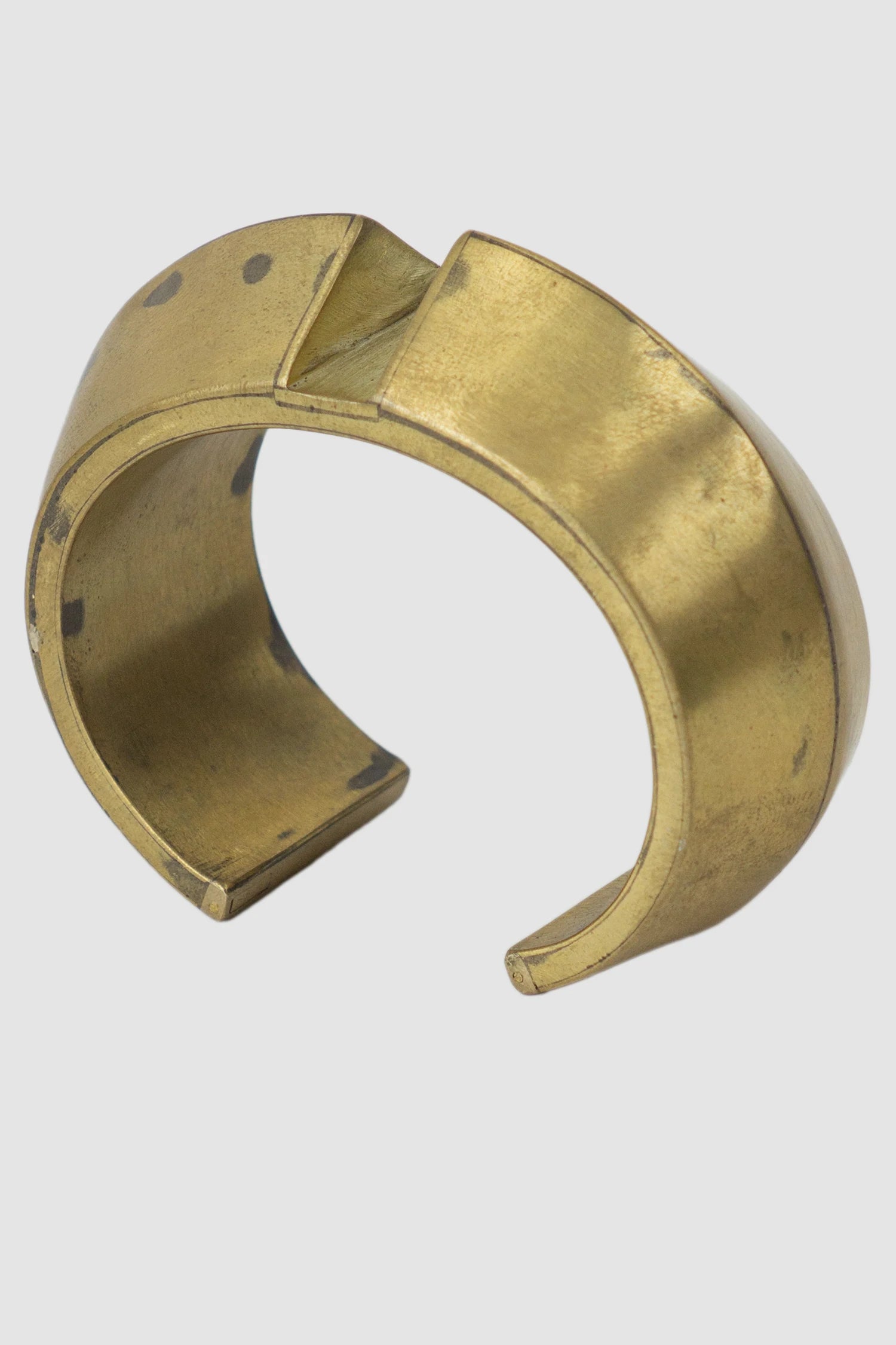 Parts of Four - Matte Brass Crescent Rift Wedge Bracelet 30 mm - front right view - MONO-KROM Gallery
