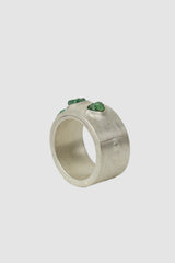 Parts of Four – Matte Sterling Silver Green Garnet Sistema Ring 17 mm - standing back left view