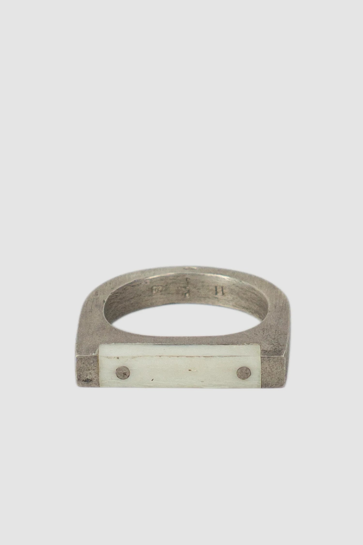 Parts of Four – Matte Sterling Silver Matte Bone Plate Ring 4 mm - flat view - MONO-KROM Gallery