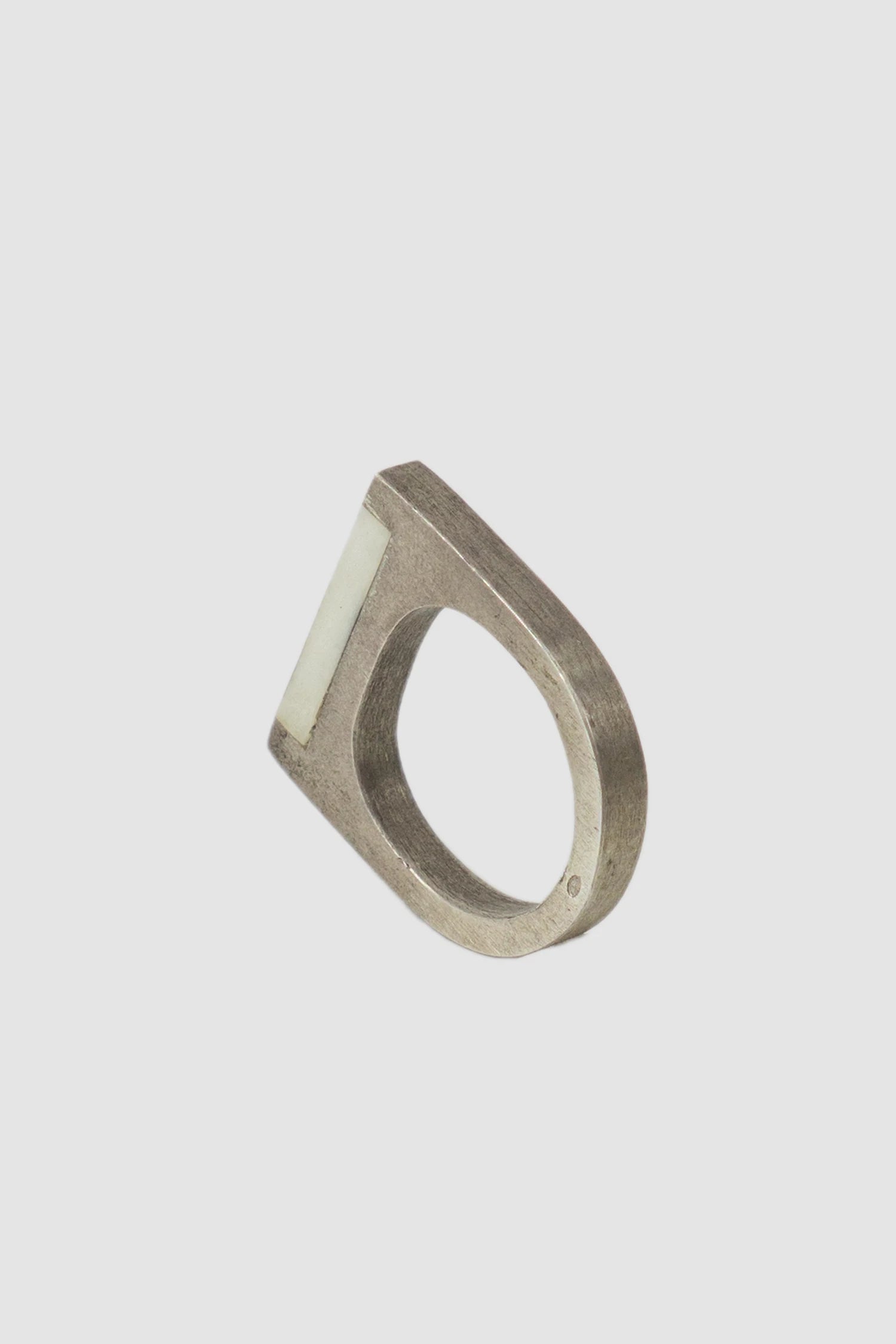 Parts of Four – Matte Sterling Silver Matte Bone Plate Ring 4 mm - mstanding back left view