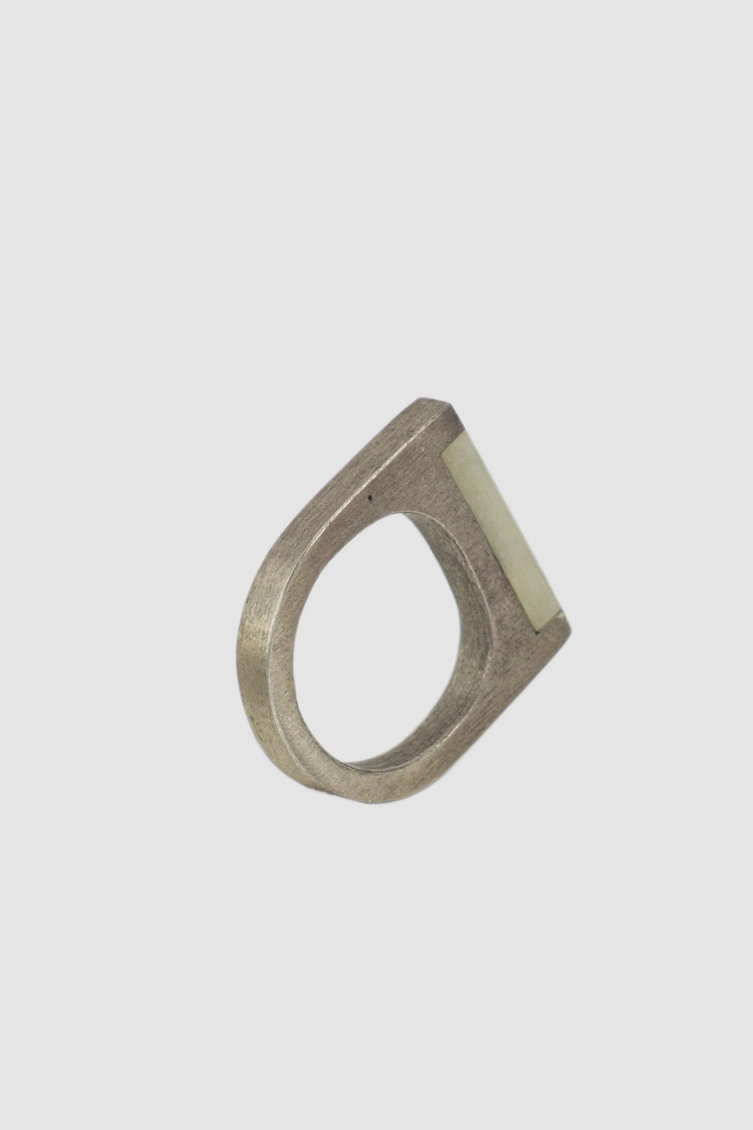 Parts of Four – Matte Sterling Silver Matte Bone Plate Ring 4 mm - standing back right view