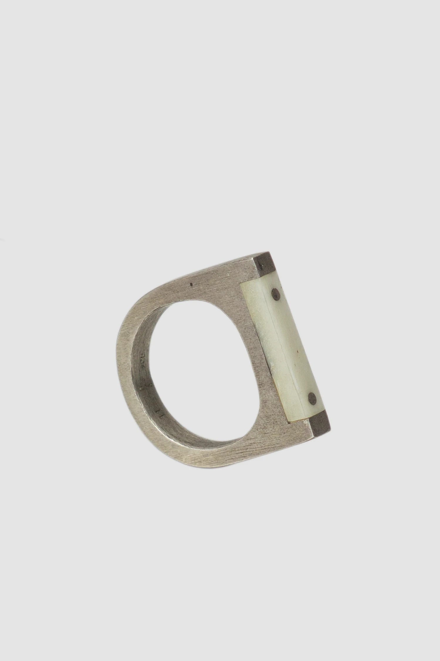 Parts of Four – Matte Sterling Silver Matte Bone Plate Ring 4 mm - standing right view