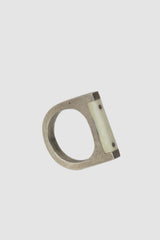 Parts of Four – Matte Sterling Silver Matte Bone Plate Ring 4 mm - standing right view