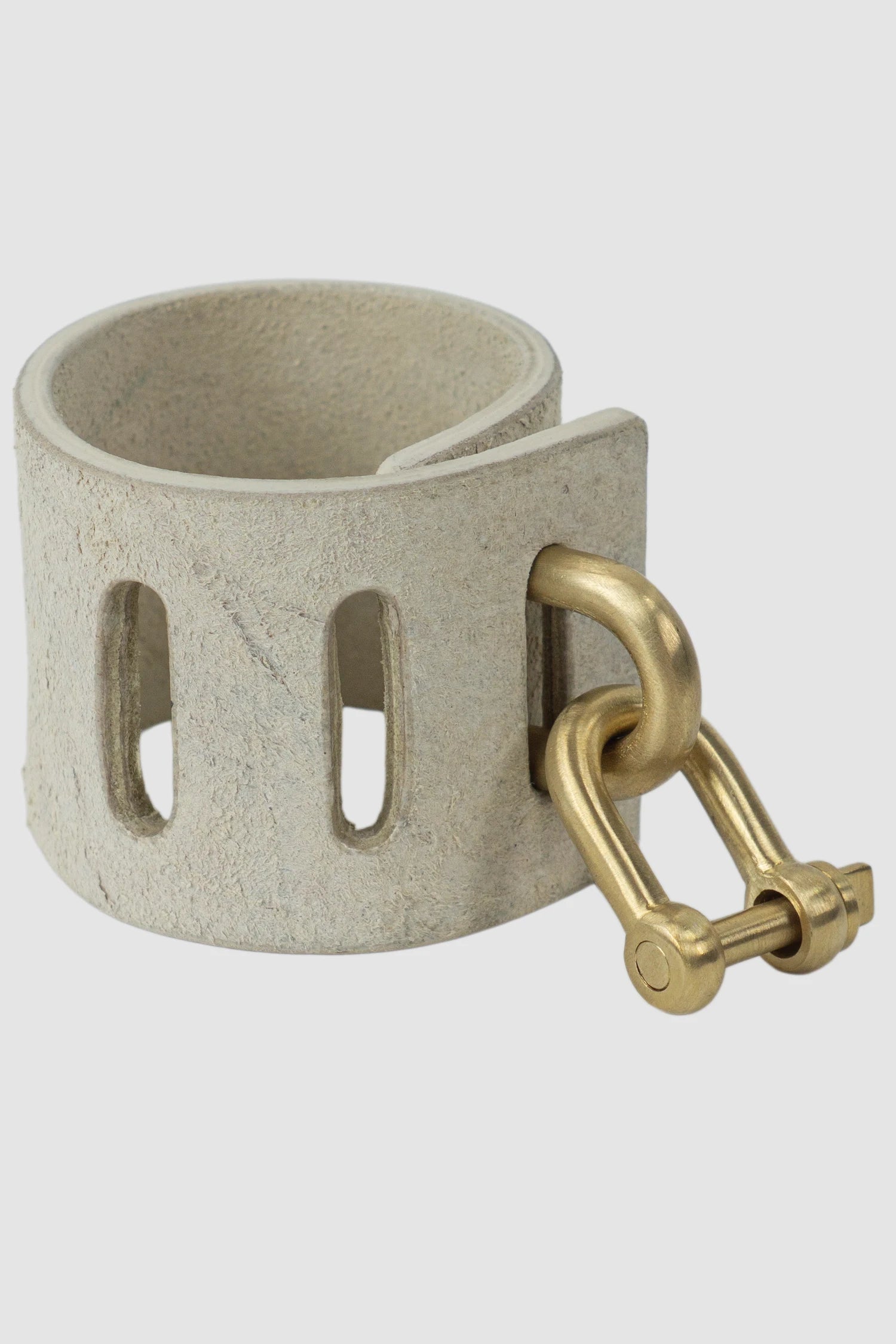 Parts of Four - Natural Leather Matte Brass Restraint Charm Bracelet 50 mm - front right view - MONO-KROM Gallery