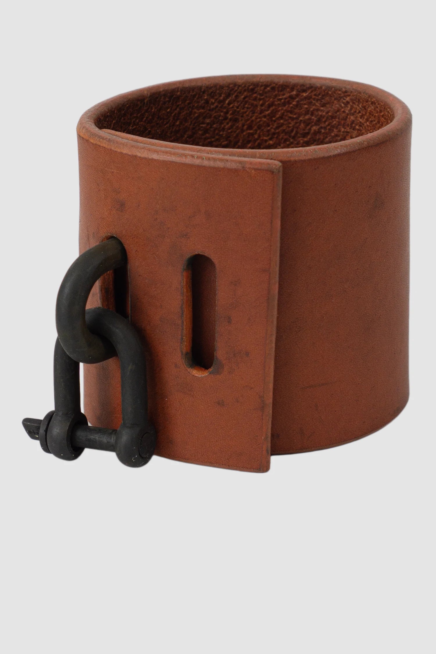 Parts of Four - Orange Leather Black Bronze Restraint Charm Bracelet 70 mm - front left view