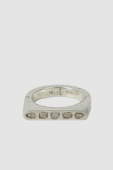 Parts of Four – Polished Silver Rough Diamond Mega Pavé Sistema Ring 4 mm - flat view - MONO-KROM Gallery