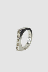 Parts of Four – Polished Silver Rough Diamond Mega Pavé Sistema Ring 4 mm - standing left view