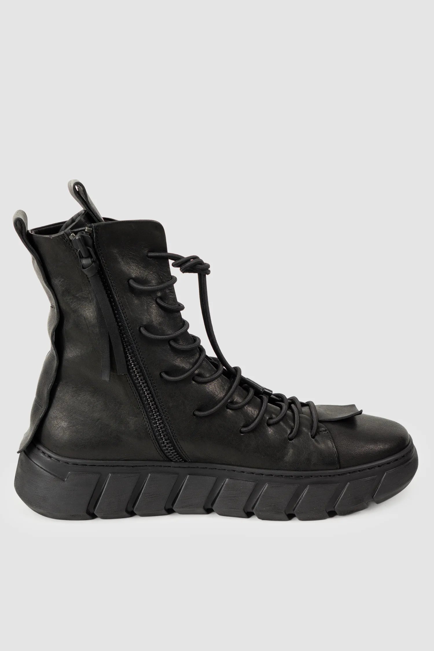Puro Secret - Black Lamb Leather Sneaker Boots - Left inside view