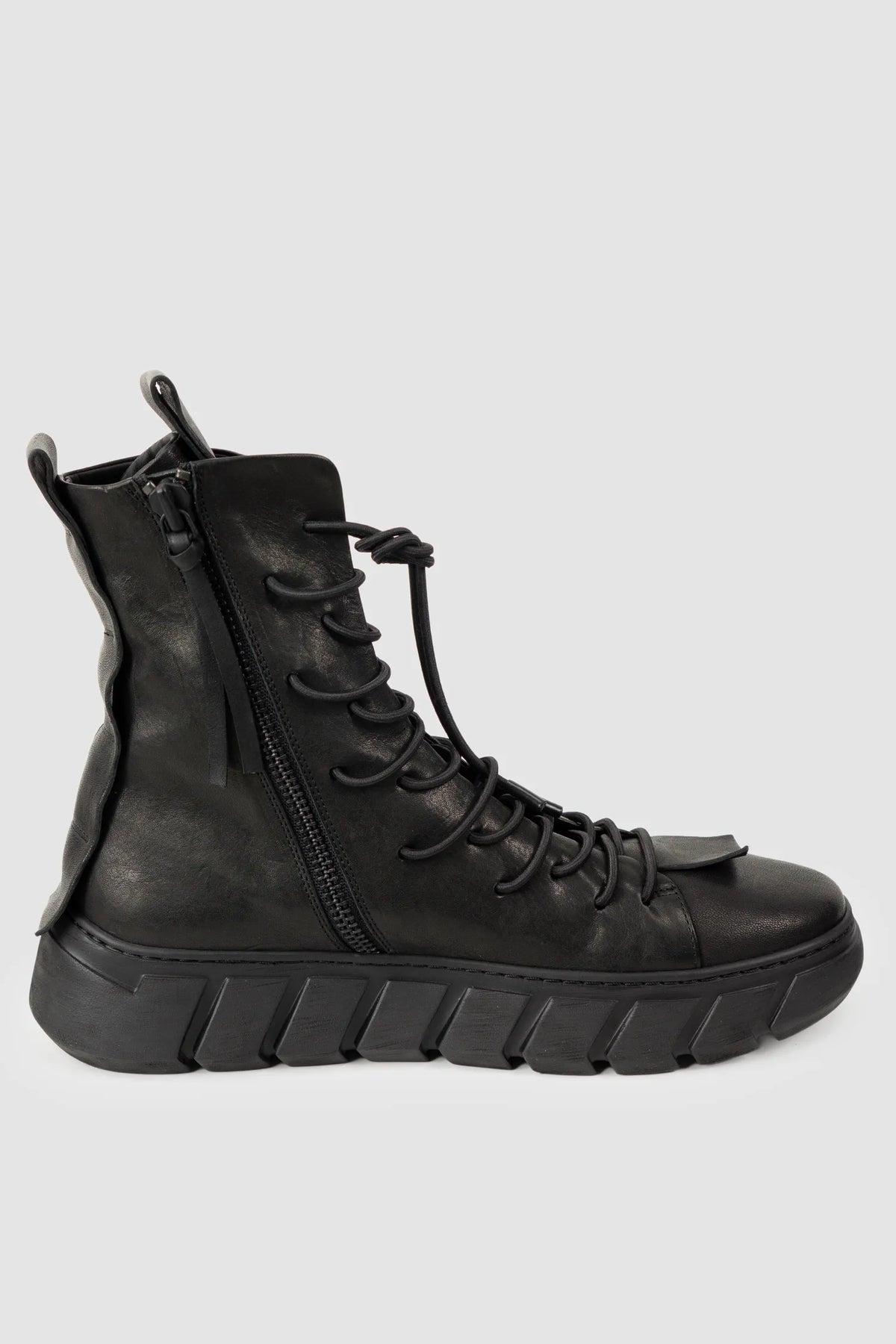 Puro Secret - Black Lamb Leather Sneaker Boots - Left inside view