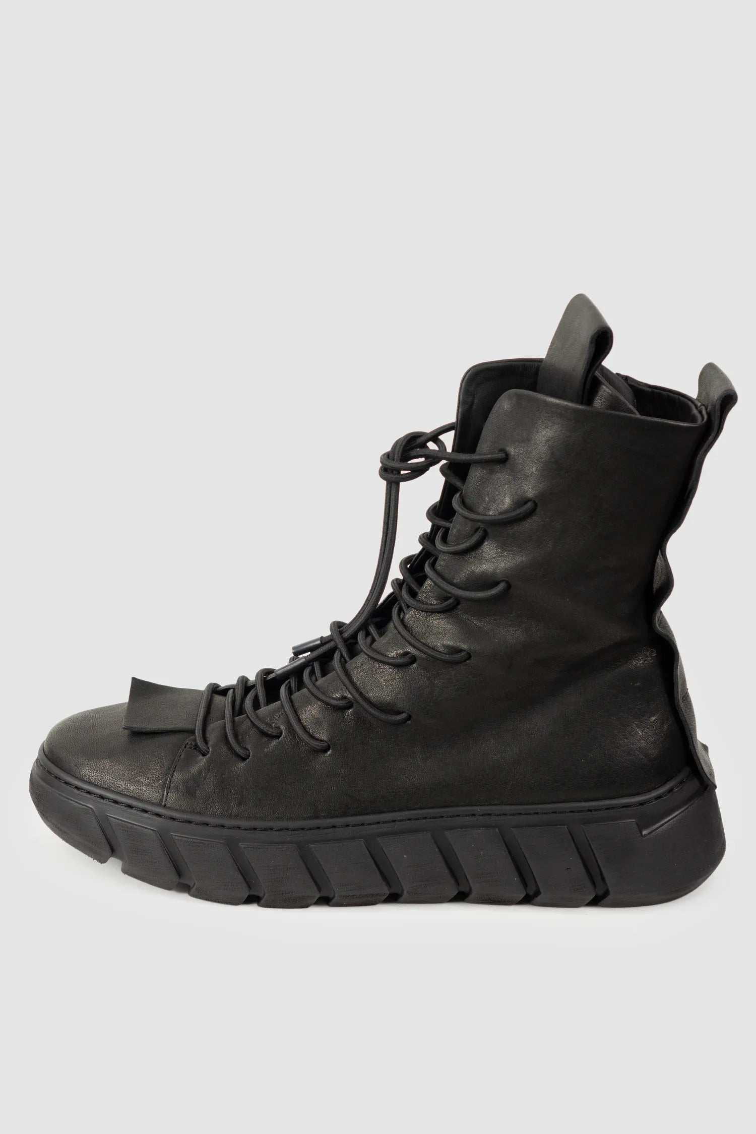 Puro Secret - Black Lamb Leather Sneaker Boots - Left outside view