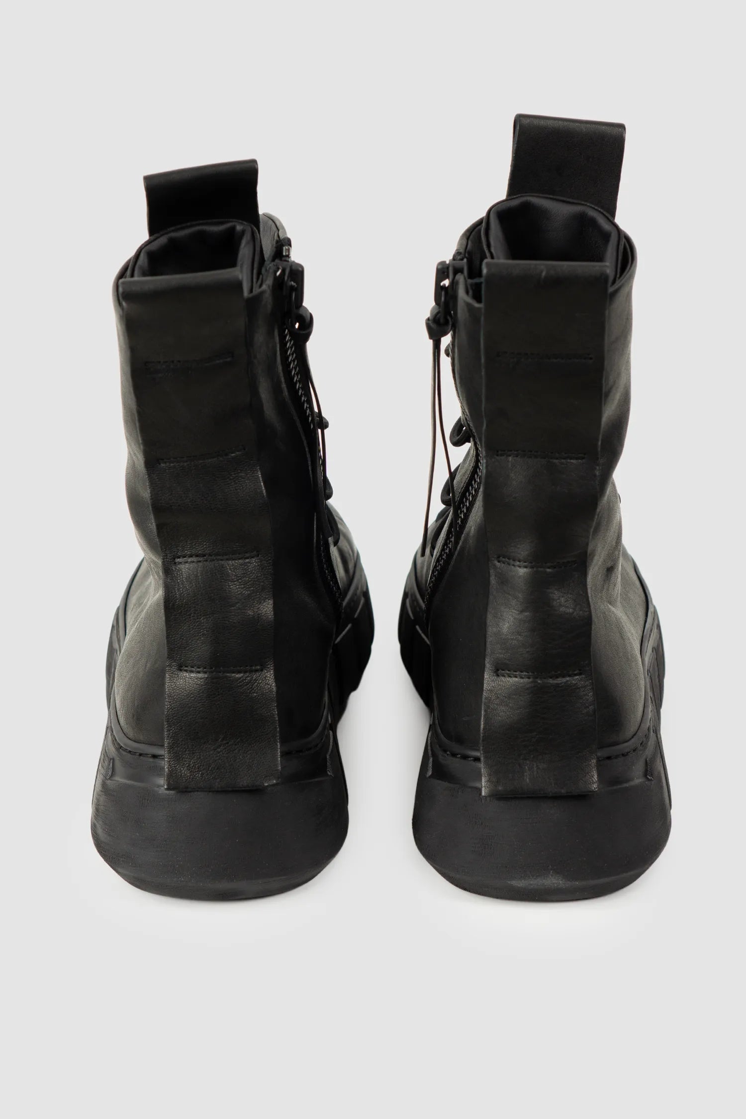 Puro Secret - Black Lamb Leather Sneaker Boots - Pair back view