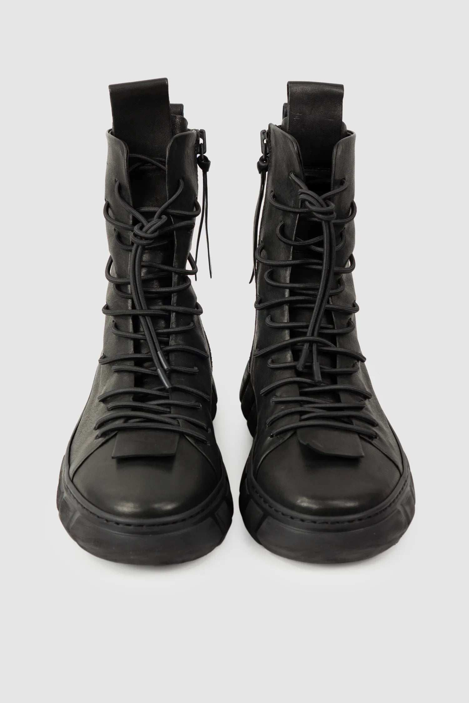 Puro Secret - Black Lamb Leather Sneaker Boots - Pair front view