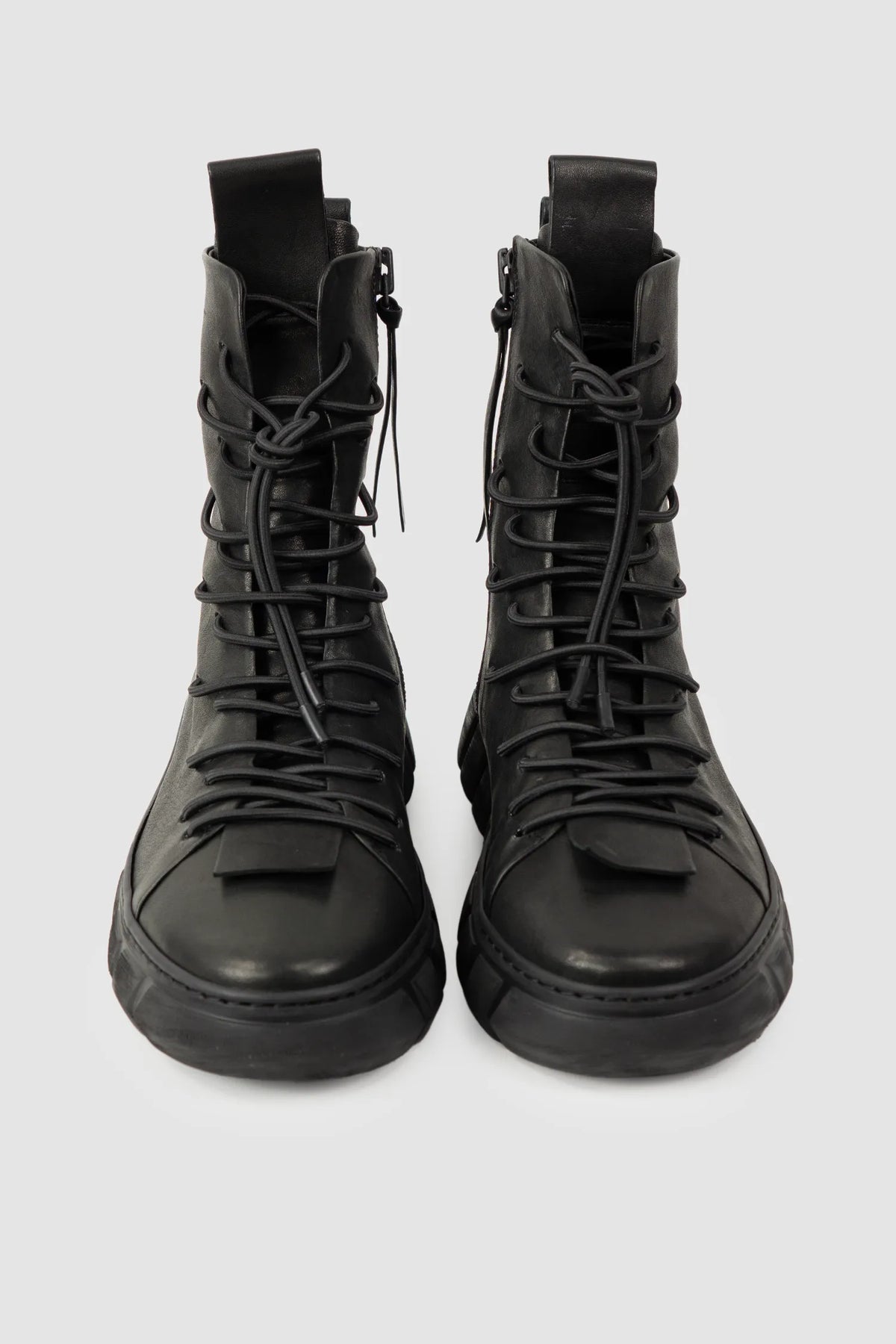 Puro Secret - Black Lamb Leather Sneaker Boots - Pair front view