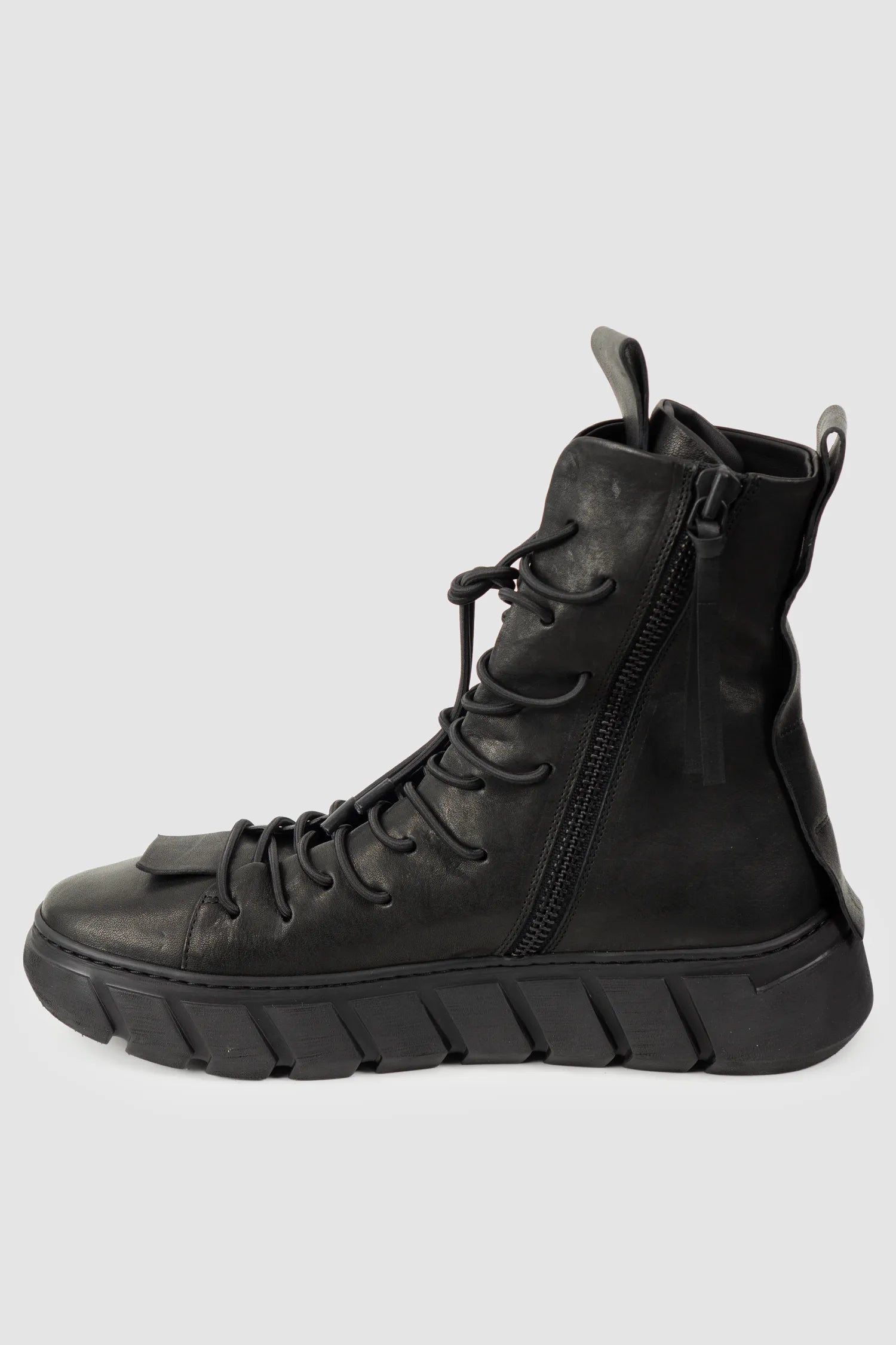 Puro Secret - Black Lamb Leather Sneaker Boots - Right inside view