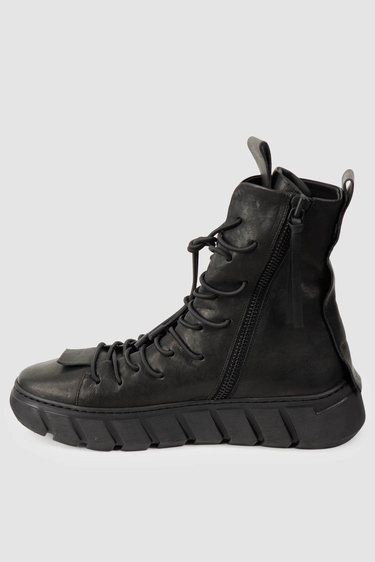 Puro Secret - Black Lamb Leather Sneaker Boots - Right inside view