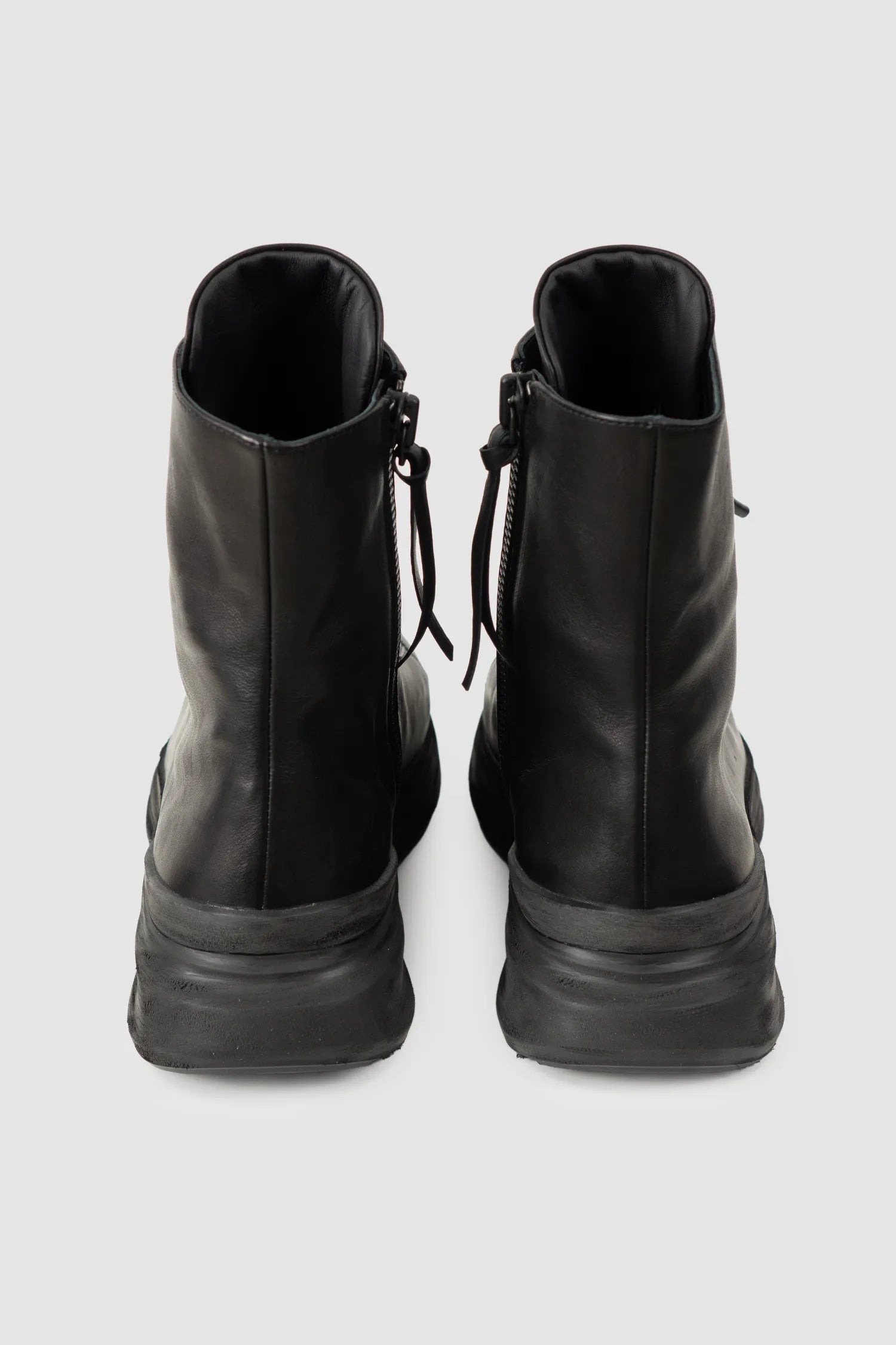 Puro Secret - Black Offset Leather High-Top Sneakers - Pair back view