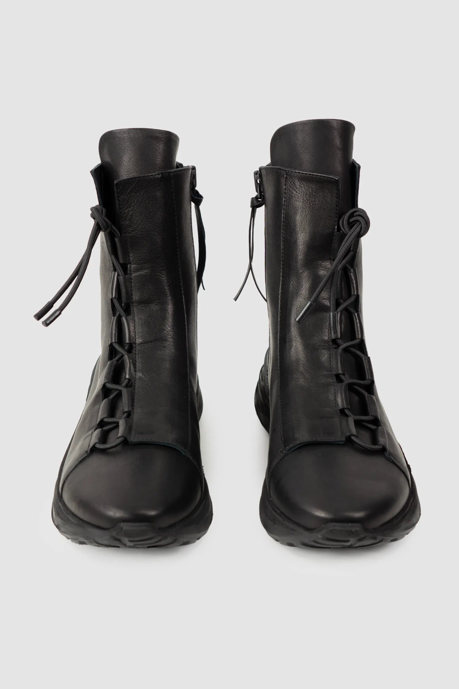 Puro Secret - Black Offset Leather High-Top Sneakers - Pair front view
