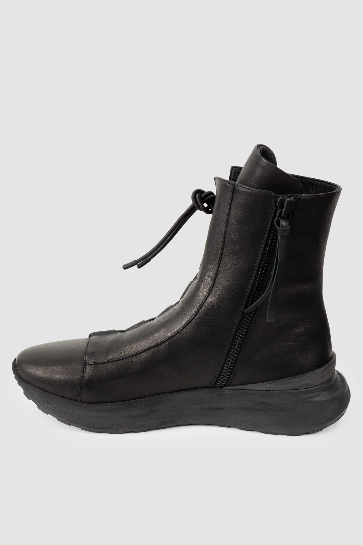 Puro Secret - Black Offset Leather High-Top Sneakers - Right inside view