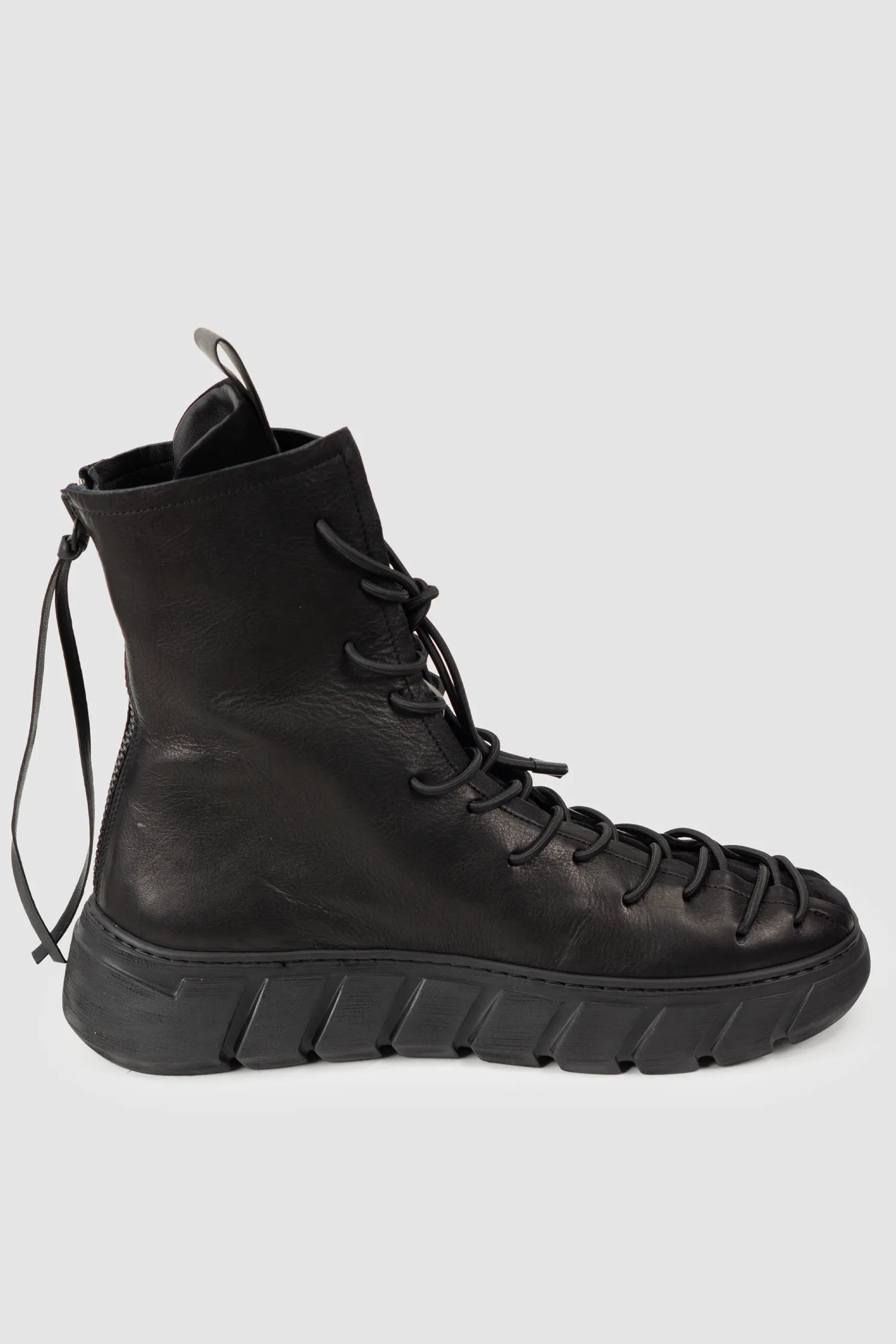 Puro Secret - Black Suede Leather Back Zip Boots - left inside view