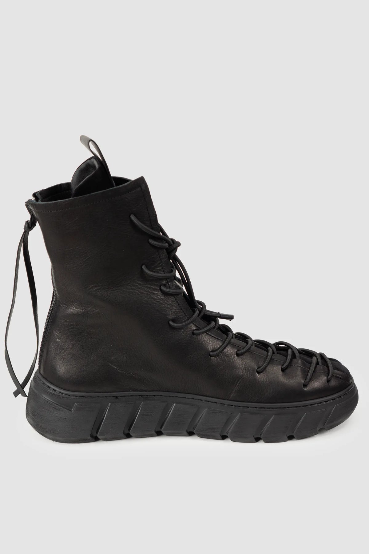 Puro Secret - Black Suede Leather Back Zip Boots - left inside view