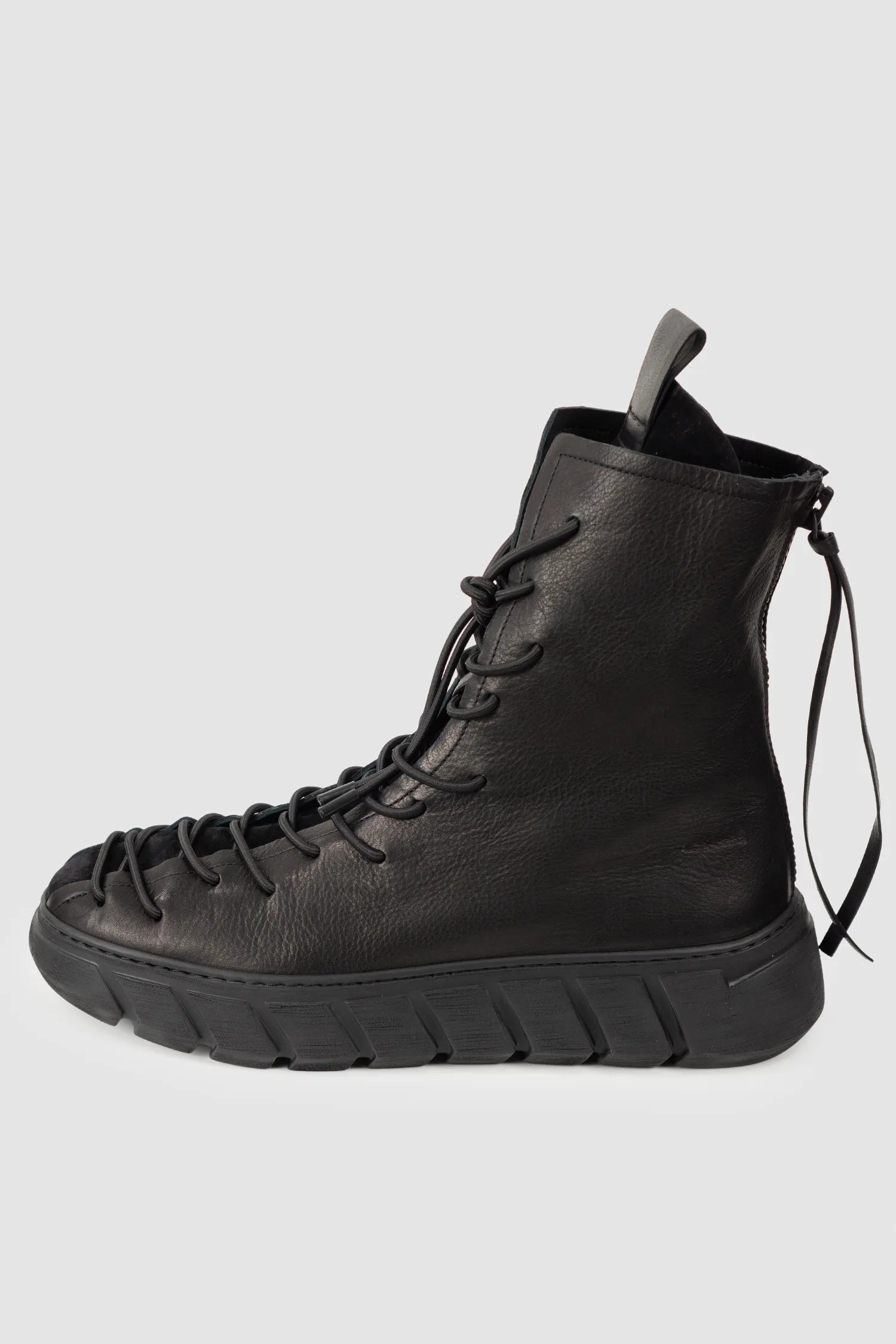 Puro Secret - Black Suede Leather Back Zip Boots - left outside view
