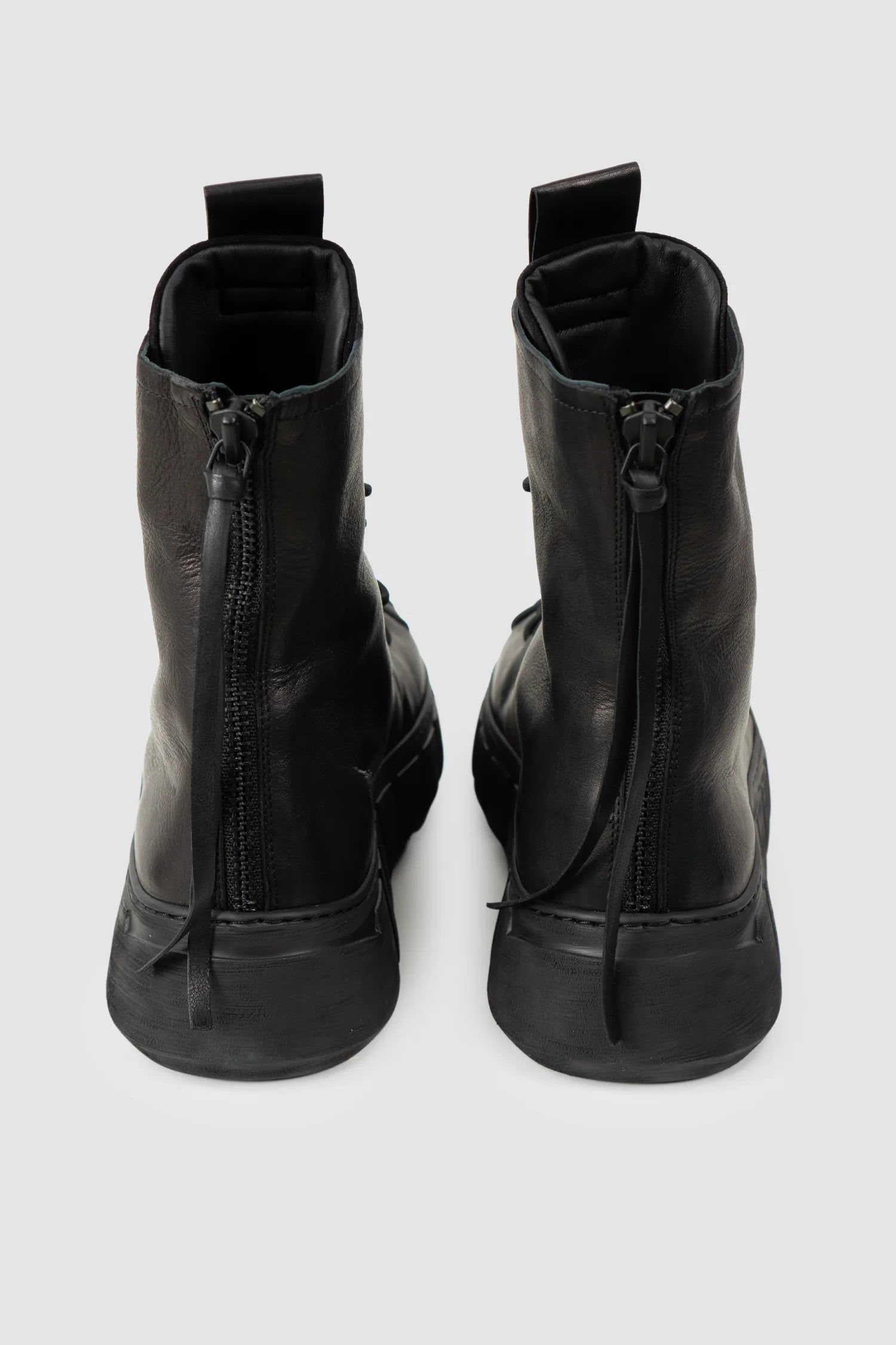 Puro Secret - Black Suede Leather Back Zip Boots - Pair back view