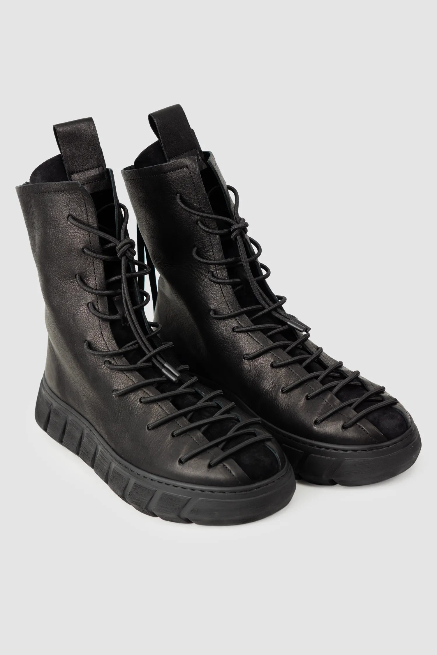 Puro Secret - Black Suede Leather Back Zip Boots - Pair front right view - MONO-KROM | Gallery