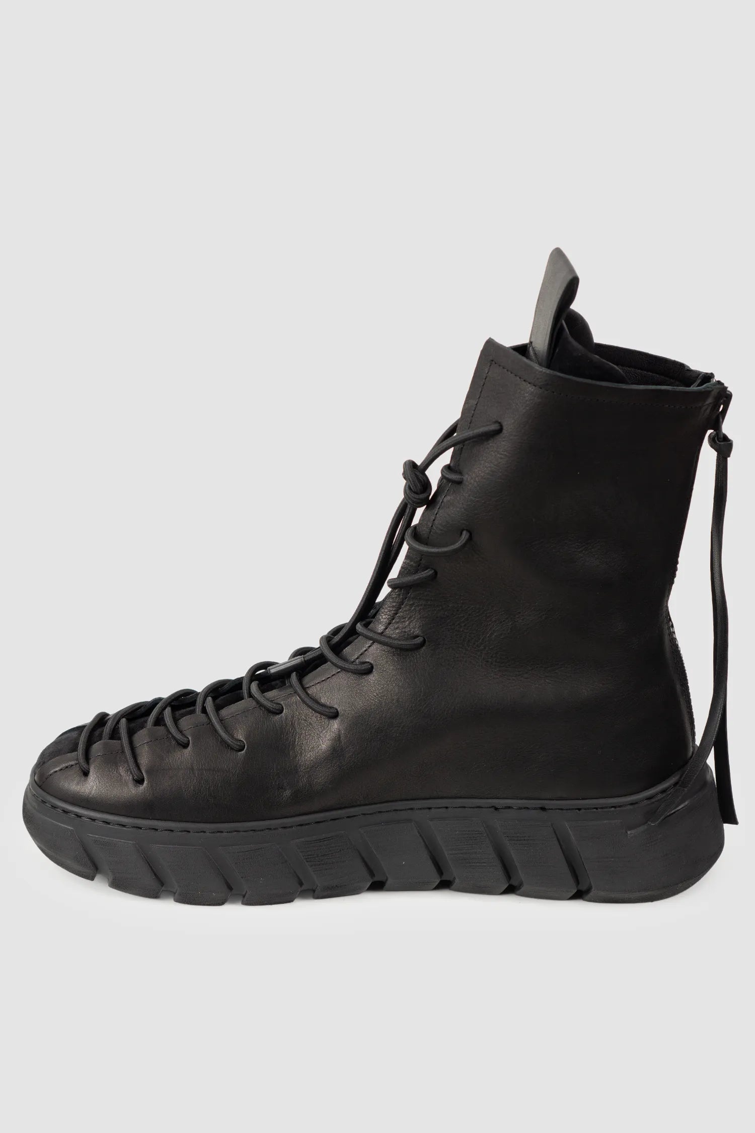 Puro Secret - Black Suede Leather Back Zip Boots - right inside view