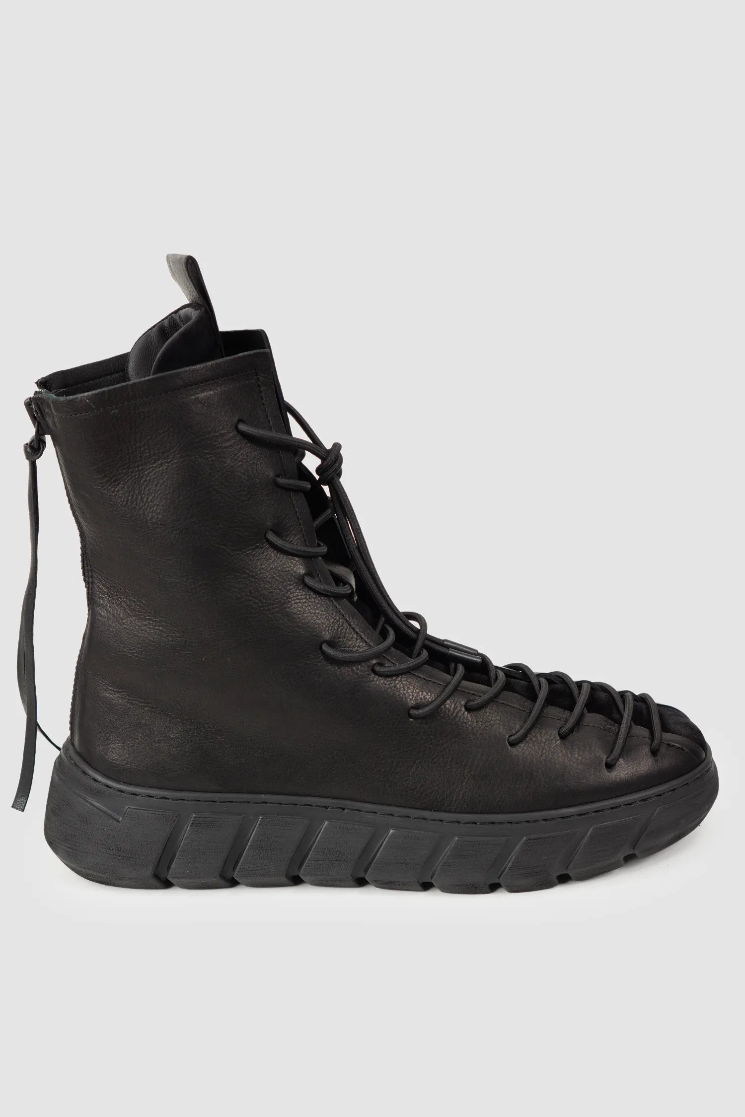 Puro Secret - Black Suede Leather Back Zip Boots - right outside view