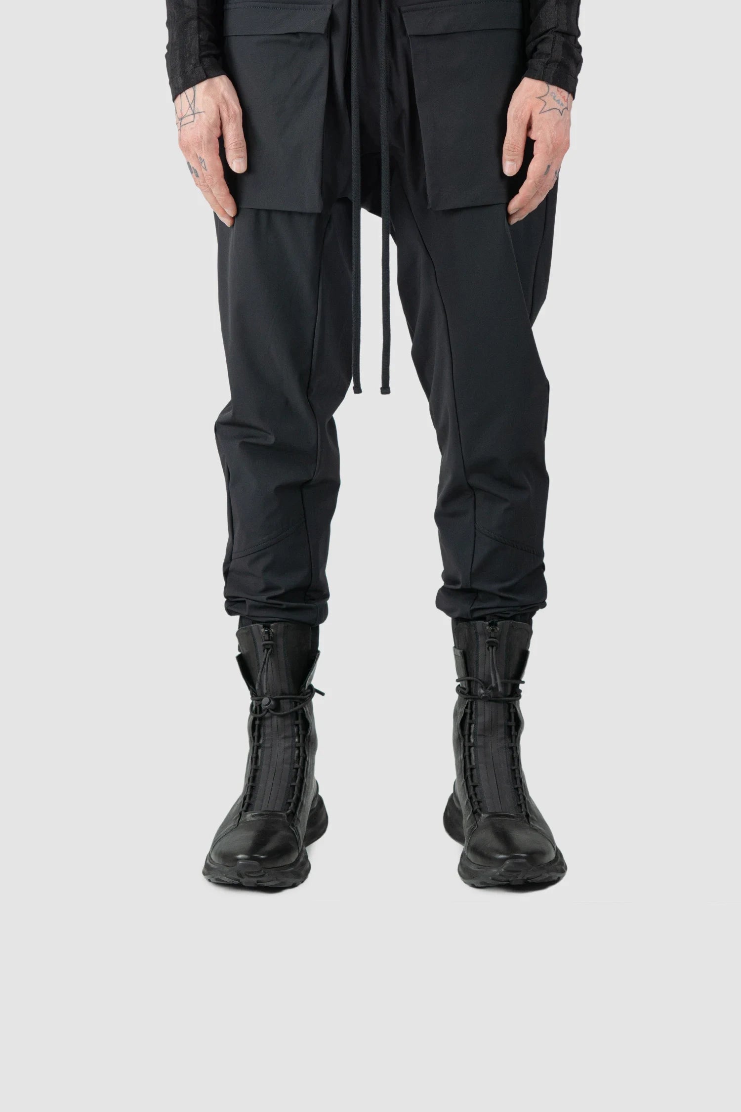 Black Hybrid Leather High Top Sneaker Boots