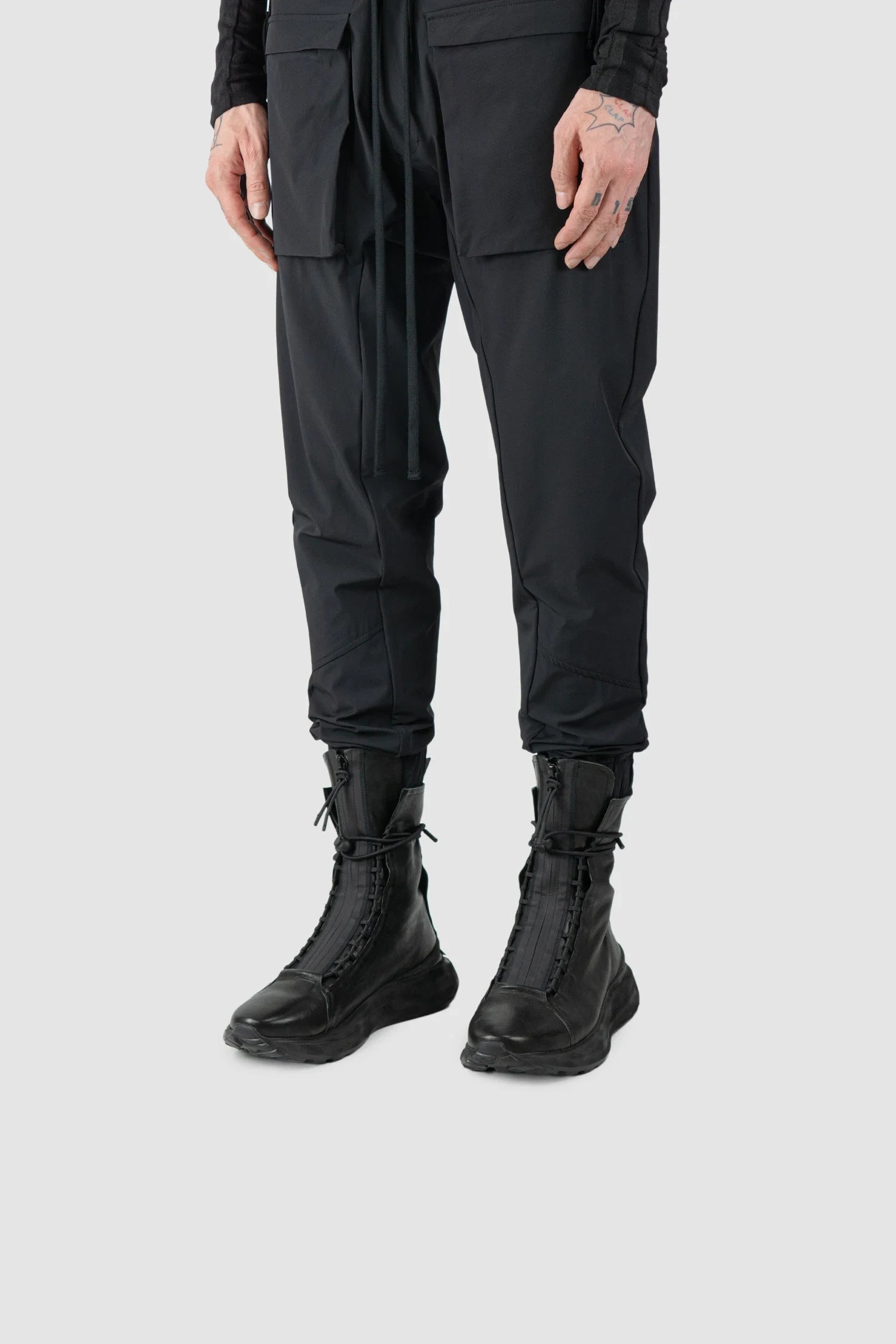 Black Hybrid Leather High Top Sneaker Boots