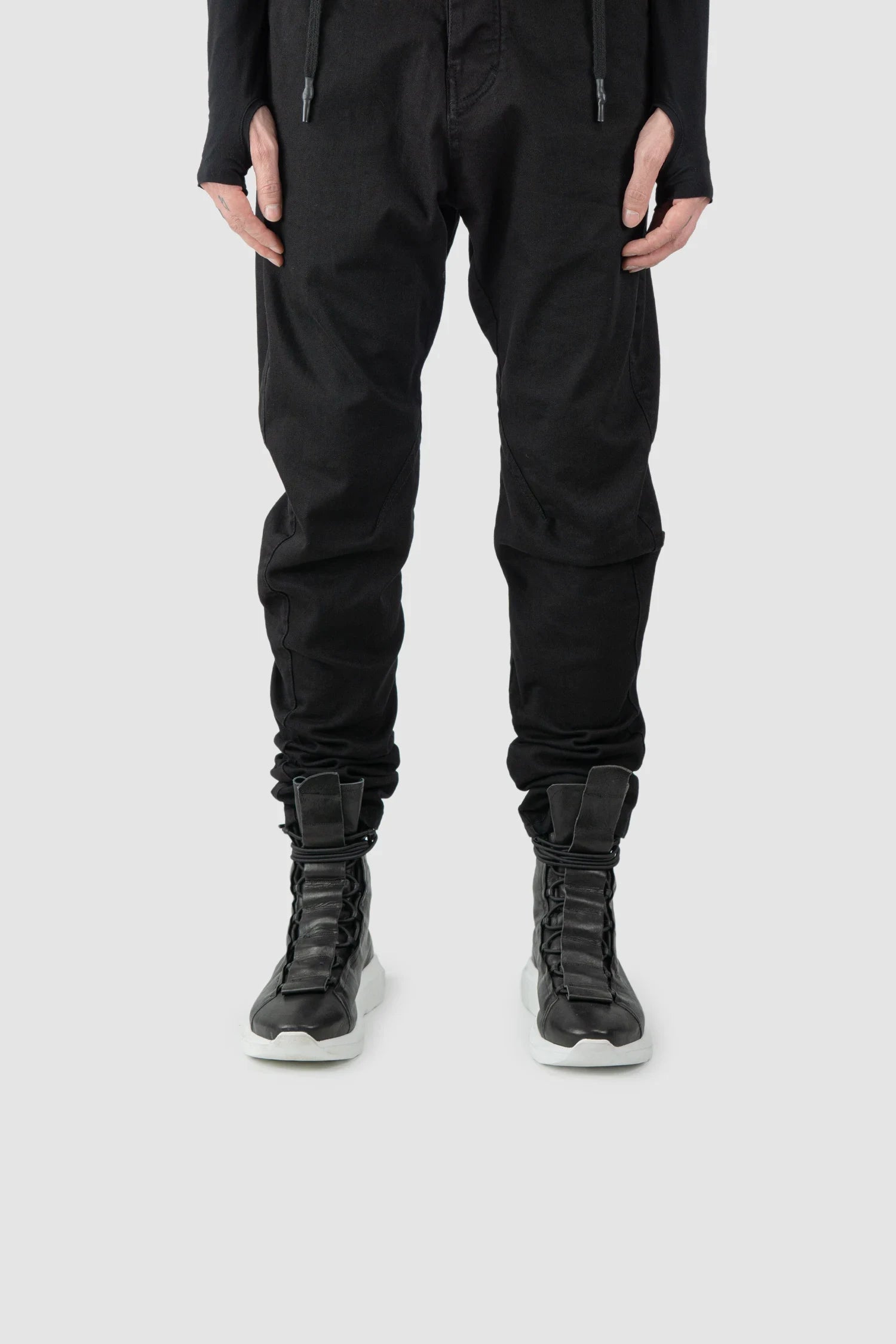 Black Hidden Lacing High Top Sock Sneakers