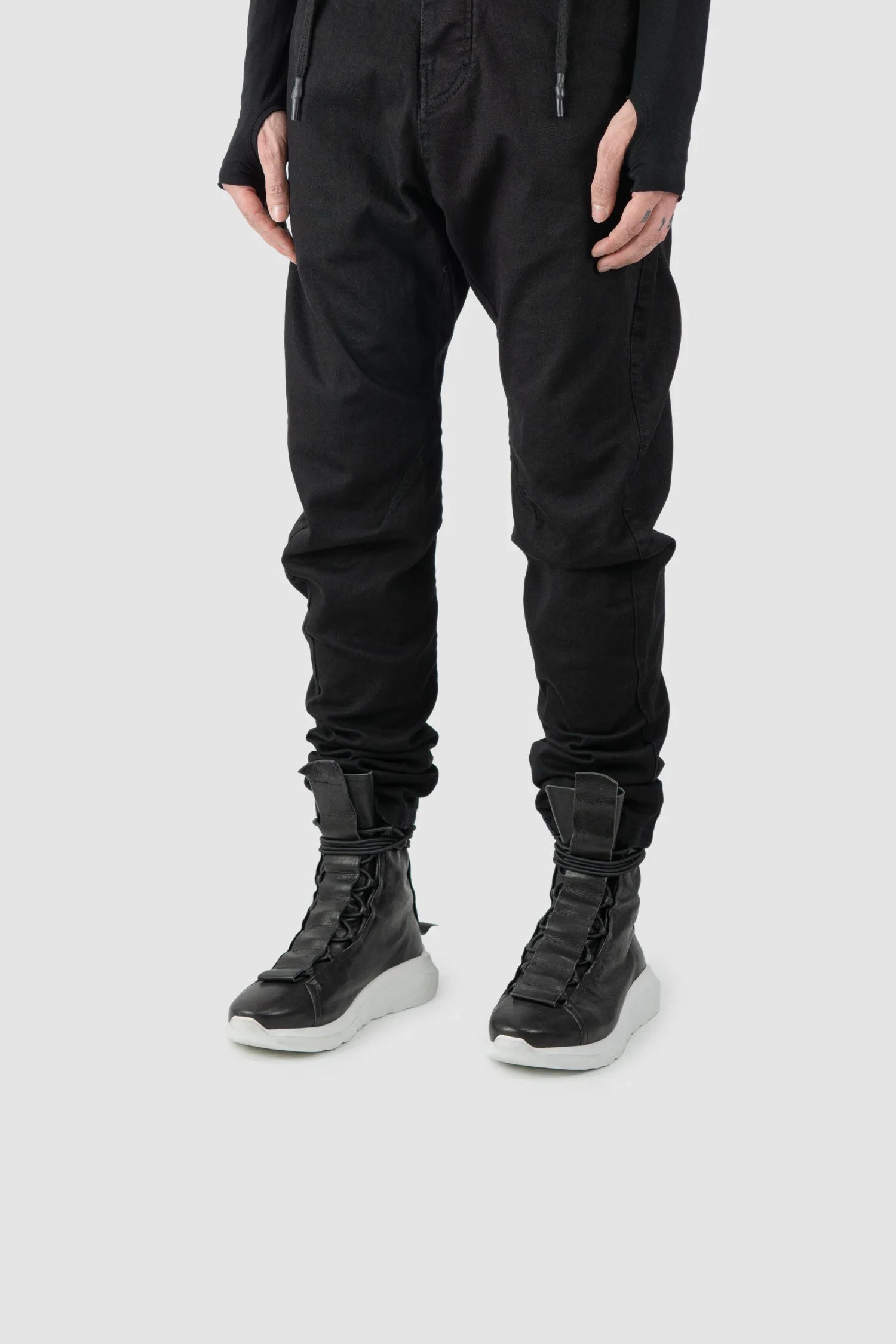 Black Hidden Lacing High Top Sock Sneakers