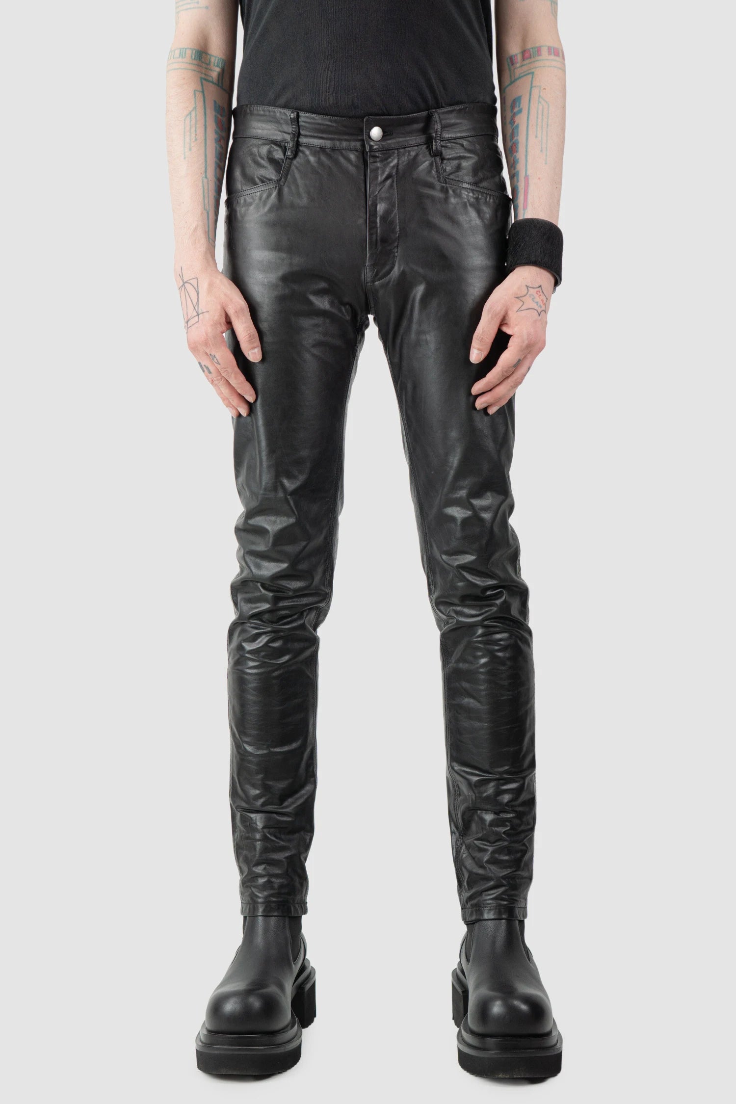 Rick Owens - Black Calf Leather Tyrone Jeans FW21 