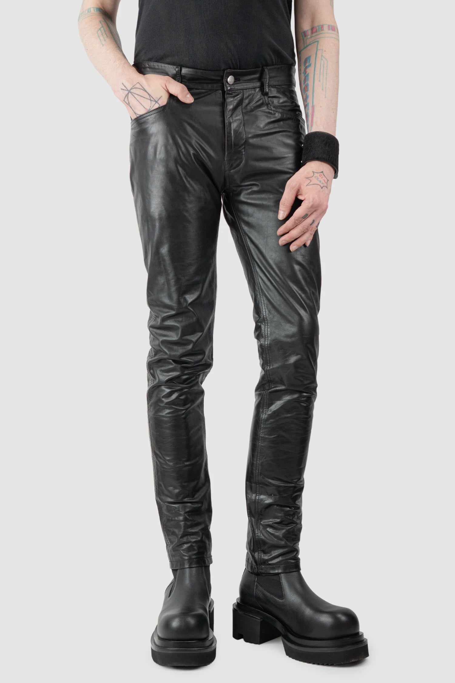 Rick Owens - Black Calf Leather Tyrone Jeans FW21 