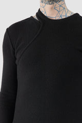 Rick Owens - Black Cashmere Banana Ziggy Knit Sweater FW20 "Performa" - neck detail view