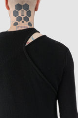 Rick Owens - Black Cashmere Banana Ziggy Knit Sweater FW20 "Performa" - shoulder detail view